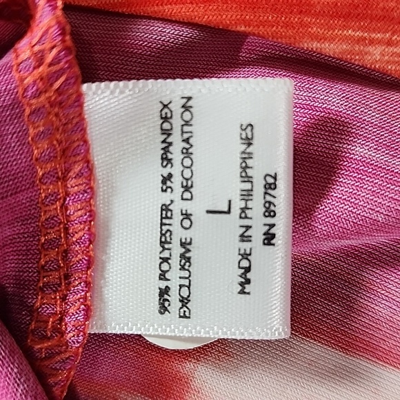 Natori V-Neck Ruched Short Sleeve Geometric Blouse Size Large - Picture 10 of 10